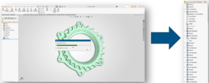SOLIDWORKS 2026 FD02 converting imported geometry into a fully editable parametric CAD model using AI-driven feature recognition.